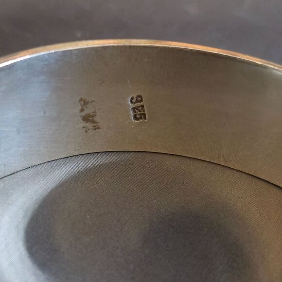 925 Sterling Silver Ribbed Hinged Clamper Bangle Bracelet Modernist Jewelry 51g - Picture 2 of 14